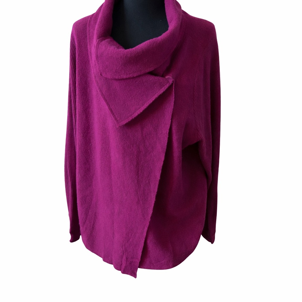 Chico’s Purple Funnel Neck Wrap Sweater Size 3 (XL)